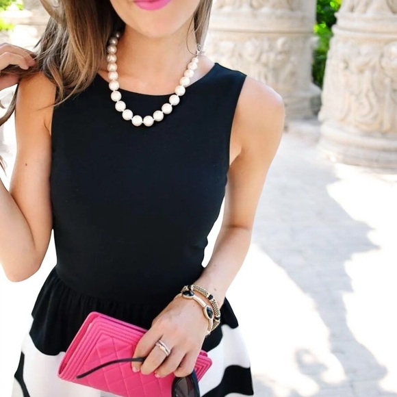 Macy’s BAR III Black & White Colorblocked Fit & Flare Dress - Picture 7 of 16